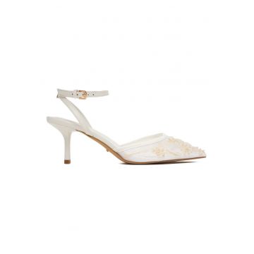 Pantofi dama -  textil - alb -