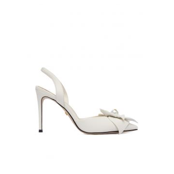 Pantofi dama -  toc ascutit - alb - piele naturala -