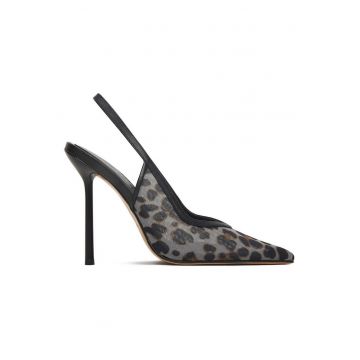 Pantofi dama -  toc ascutit - negru - textil -