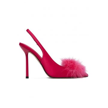 Pantofi dama -  toc ascutit - roz - textil -