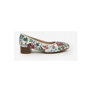 Pantofi din piele cu imprimeu floral