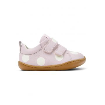 Pantofi din piele cu inchidere velcro Peu Cami - Alb/Roz pal