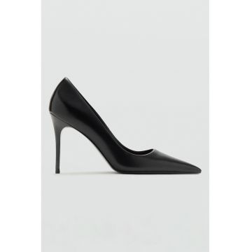 Pantofi din piele ecologica cu toc stiletto - Negru