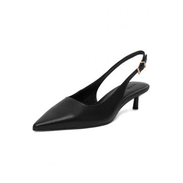 Pantofi pentru dama -  toc ascutit - negru - piele naturala