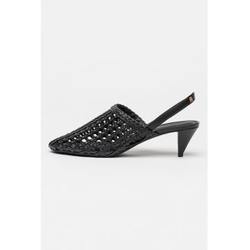 Pantofi slingback cu design tesut - Negru carbon