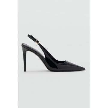 Pantofi slingback cu varf ascutit - Negru