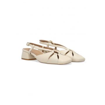 Pantofi Slingback din piele naturala cu decupaje