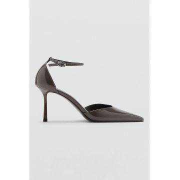 Pantofi stiletto cu bareta pe glezna - Gri inchis
