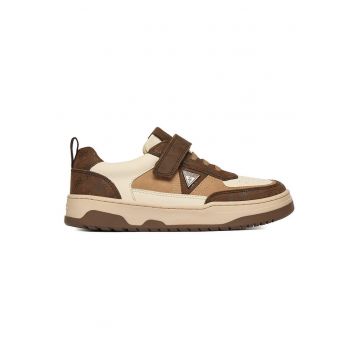 Tenisi copii -  bej - piele naturala - sistem inchidere Velcro -