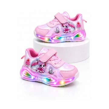 Adidasi cu lumini LED - Model Ponei colorat - Fete - Roz - Roz