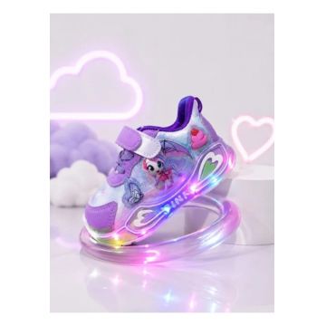 Adidasi cu lumini LED - Model Ponei - piele ecologica - fete - mov - Mov