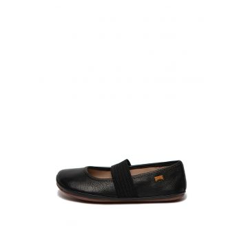 Balerini de piele cu brant anatomic si banda elastica Right 8469 - Negru