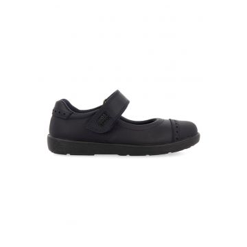 Balerini de piele cu velcro - Bleumarin