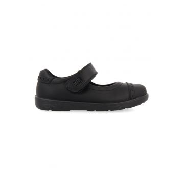 Balerini de piele cu velcro - Negru
