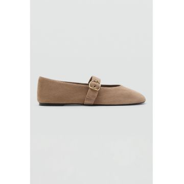 Balerini din piele intoarsa - Maro taupe