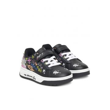 Pantofi copii  adidasi fete - negru - piele ecologica -