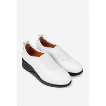 Pantofi dama albi din piele naturala cu elastic
