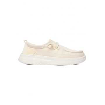 Pantofi dama -  crem - textil - varf rotund -