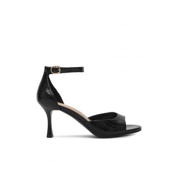 Pantofi dama -  decupati - negru - textil -