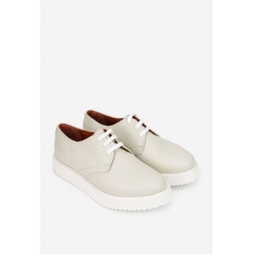 Pantofi dama gri deschis din piele naturala