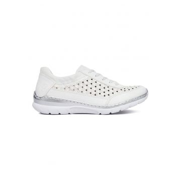 Pantofi dama  L3217-80 - piele naturala - alb - varf rotund -