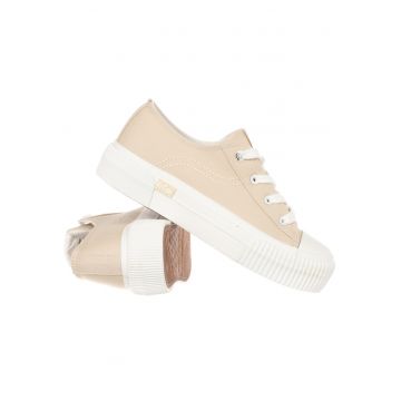 Pantofi Dama -  Lcw-25-02-3326L - Bej/Alb - Talpa Din Cauciuc Pentdwqfu Aderenta - Material Sintetic - Material Textil - Lifestyle - Pentru - Bej