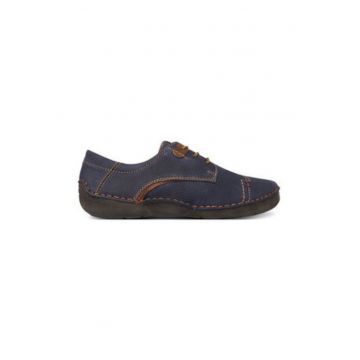 Pantofi dama -  piele naturala - albastru/maro