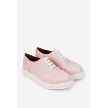 Pantofi dama roz din piele - Roz deschis