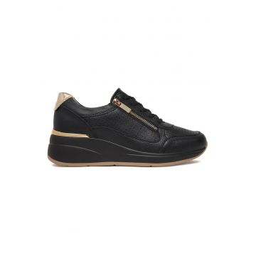 Pantofi dama -  sneakers - piele naturala - negru -
