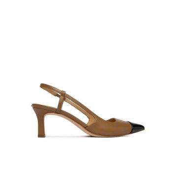 Pantofi dama -  stiletto - maro/negru - piele naturala