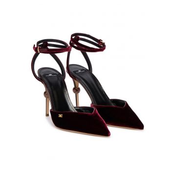 Pantofi dama -  stiletto - rosu - textil -