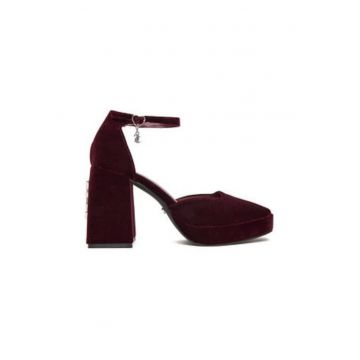 Pantofi dama -  tesatura patrata - rosudwqfwqd - Rosu