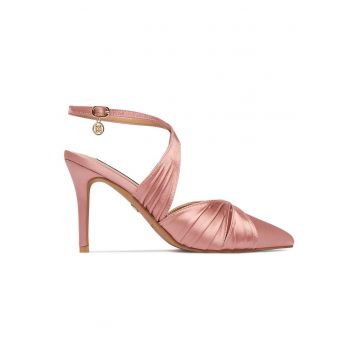 Pantofi dama -  toc ascutit - roz - textil