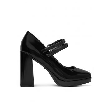 Pantofi dama -  toc - piele ecologica - negru