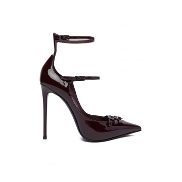 Pantofi dama -  toc - piele naturala - visiniu -