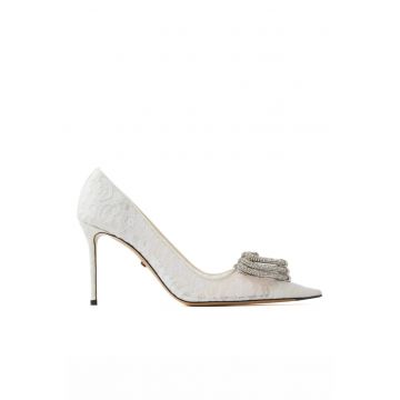 Pantofi dama -  Triple Heart 95 Pumps in Lace - Alb