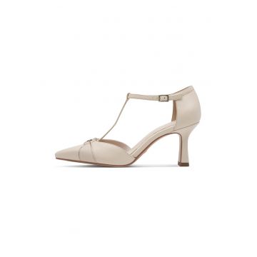 Pantofi de piele cu varf ascutit - Alb fildes