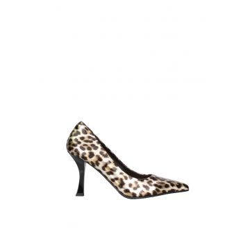 Pantofi de piele cu varf ascutit si model Oriana Ultra - Alb/Maro