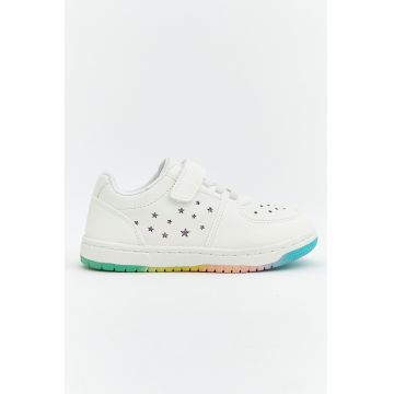 Pantofi de piele ecologica cu velcro - Alb