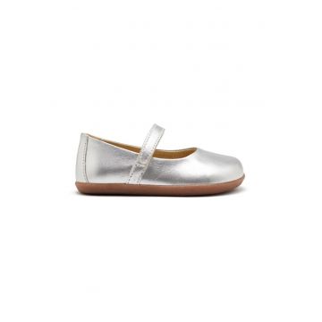 Pantofi din piele cu aspect metalizat - Argintiu