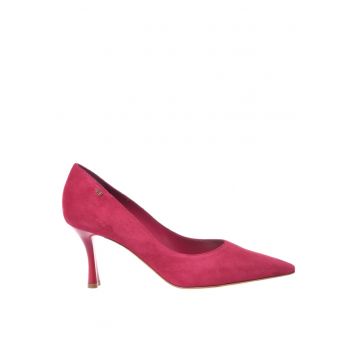 Pantofi din piele intoarsa si varf ascutit - Fucsia