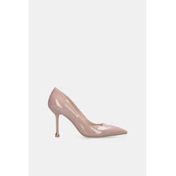 Pantofi din piele lacuita cu toc stiletto - Roz pal
