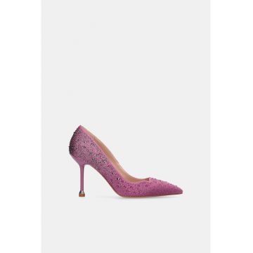 Pantofi din satin cu strasuri - Roz