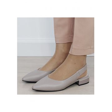 Pantofi gri decupati din piele naturala BY6943-3 03 19728 - Gri