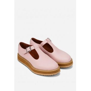 Pantofi roz pudra din piele naturala pentru femei - Roz deschis
