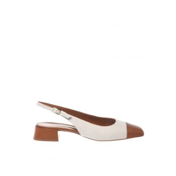 Pantofi slingback cu varf patrat - Maro