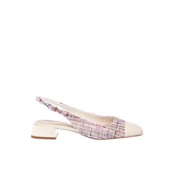 Pantofi slingback cu varf patrat - Violet/Alb murdar/Roz