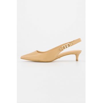Pantofi slingback de piele cu toc inalt - Maro nisip