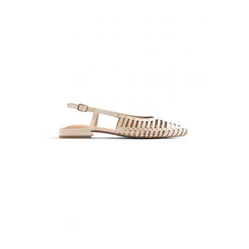 Pantofi slingback din piele cu decupaje - Alb murdar