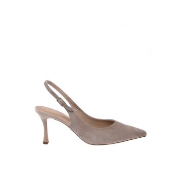 Pantofi slingback din piele intoarsa - Bej